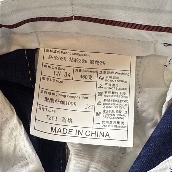 Men’s Blue Plaid 3 Piece Slim Fit Formal Business Suit Jacket 38 Pants 34 NWT - Picture 14 of 15